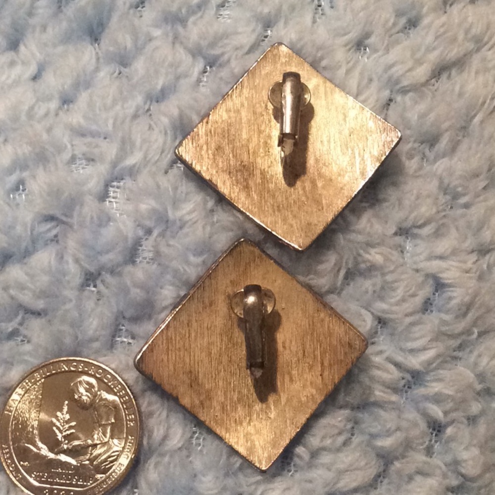 50s Clip earrings black enamel & Pave rhinestones - Picture 3 of 3